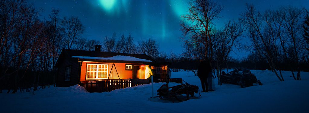 Winter snowy camp or cottage